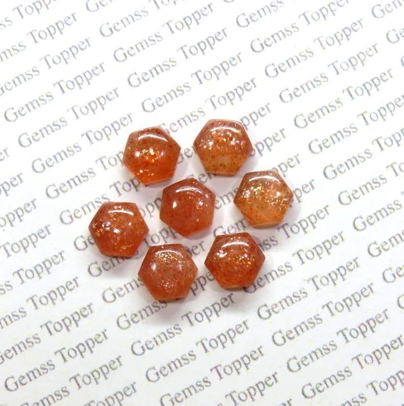 Sunstone 10x10 mm Hexagon Cabochon